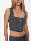 THRILLS Good Intentions Denim Top - SMOKED RIB