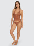 THRILLS Aftersun Stripe Halter Tank - BURNT ORANGE