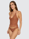 THRILLS Aftersun Stripe Halter Tank - BURNT ORANGE