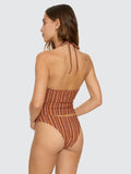 THRILLS Aftersun Stripe Halter Tank - BURNT ORANGE