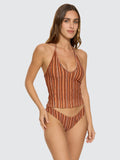 THRILLS Aftersun Stripe Halter Tank - BURNT ORANGE