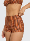 THRILLS Aftersun Stripe Boy Leg Bikini Bottom - BURNT ORANGE