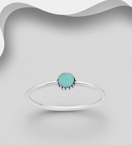 925 Sterling Silver Ring, Decorated with Resin