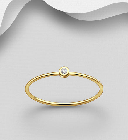 925 Sterling Silver Solitaire Ring Decorated with CZ Simulated Diamond