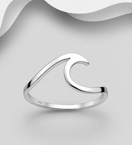 925 Sterling Silver Tube Wave Ring