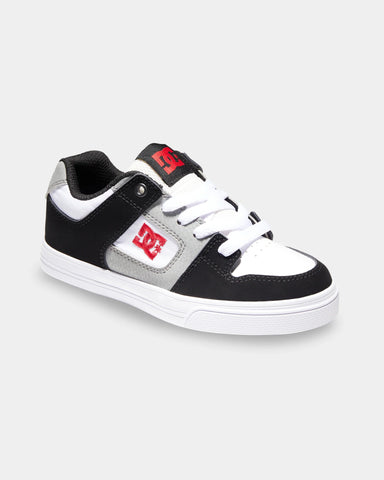 DC Youth Pure Skate Shoes - WHITE / BLACK/RED