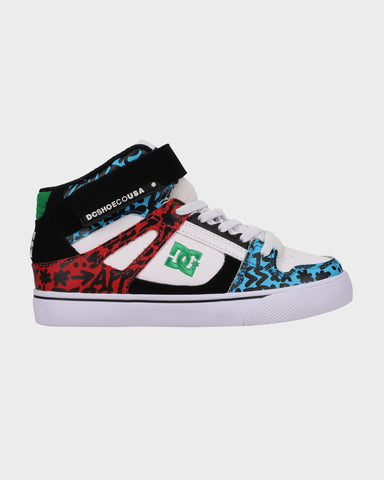 DC Kids Pure High-Top Ev - WHITE/BLUE/RED