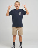 THE MAD HUEYS Anchor Skull Youth Tee - NAVY