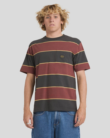 RVCA Dayshift Stripe Short Sleeve Tee - PIRATE BLACK