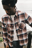 BRIXTON Bowery Long Sleeve Flannel - WASHED NAVY/SEPIA/OFF WHITE