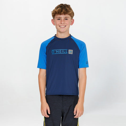 O'NEILL Boys Reactor Block UV SS Rash Vert - NAVY/ROYAL