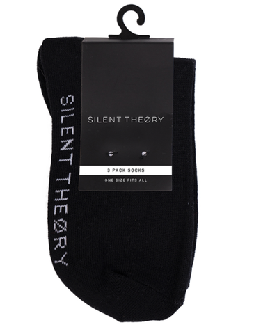 SILENT THEORY Crew Sock 3 Pack OSFA - BLACK