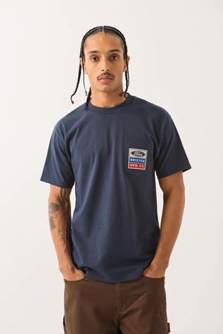 BRIXTON Ford Service Dept Pocket Tee - AMERICAN NAVY