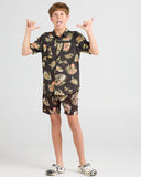 THE MAD HUEYS - Frothin Out Youth Woven Shirt - BLACK”