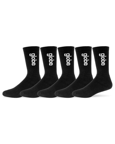 GLOBE  O.G Vert Logo Hi Sock 5 Pack (Size 7-11) - BLACK