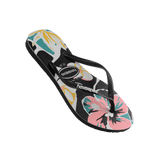 HAVAIANAS Youth Slim Floral Basic FC - BLACK/BLACK