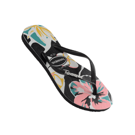 HAVAIANAS Youth Slim Floral Basic FC - BLACK/BLACK