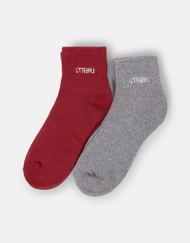 THRILLS Minimal Socks 2 Pack - REDWOOD/SMOG