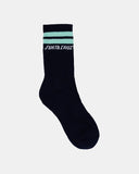 SANTA CRUZ - Solid Strip Splice Crew Sock - NAVY - STRIPE AQUA - (2-8 YOUTH SOCK 3-PACK)