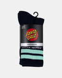 SANTA CRUZ - Solid Strip Splice Crew Sock - NAVY - STRIPE AQUA - (2-8 YOUTH SOCK 3-PACK)