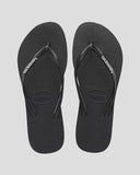 HAVAIANAS Slim Rubber Logo Female - BLACK / WHITE