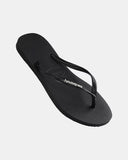 HAVAIANAS Slim Rubber Logo Female - BLACK / WHITE
