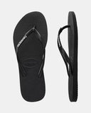 HAVAIANAS Slim Rubber Logo Female - BLACK / WHITE
