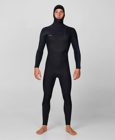 O'NEILL Hyperfreak Chest Zip Full With Hood 4/3+mm - BLACK/BLACK