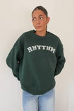 RHYTHM Collegiate Oversized Crew Neck Fleece - FOREST