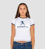 RUSTY Delphie Devil Ringer Baby Tee - WHITE