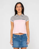 RUSTY Insert Dad Joke Baby Polo Tee - PINK / GREY
