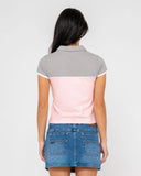 RUSTY Insert Dad Joke Baby Polo Tee - PINK / GREY