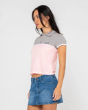RUSTY Insert Dad Joke Baby Polo Tee - PINK / GREY