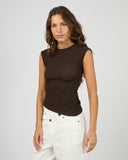 SILENT THEORY Luca Textured TOP - CHOCOLATE