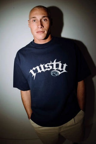 RUSTY Monty Short Sleeve Tee - NAVY BLUE