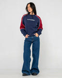 RUSTY South Of The River Over Sized Crew - NAVY/RED