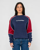 RUSTY South Of The River Over Sized Crew - NAVY/RED