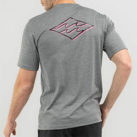 BILLABONG Diamond Shoreline LF Short Sleeve Rashie - GREY HEATHER