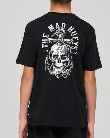 THE MAD HUEYS Rope Skull Anchor Youth Short Sleeve Tee