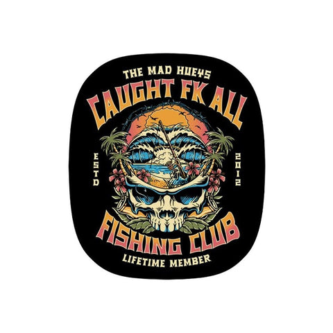 THE MAD HUEYS Caught FK All Skull Sticker - BLACK