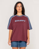 RUSTY Timmy Target Oversize Tee - CRANBERRY