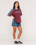 RUSTY Timmy Target Oversize Tee - CRANBERRY
