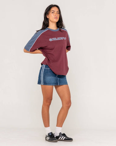 RUSTY Timmy Target Oversize Tee - CRANBERRY