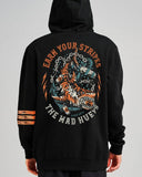 THE MAD HUEYS Earn Stripes Hooded Pullover - BLACK