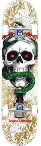 POWELL PERALTA Skull & Snake Complete 7.75" - WHITE/METALLIC GOLD