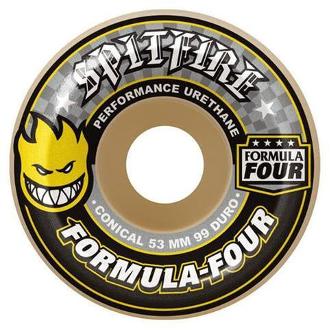 SPITFIRE Formula Four 99D Conical Full 52mm Wheels - YELLOW  PRINT