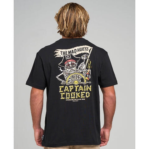 THE MAD HUEYS Stumbling Captain Cooked Tee - BLACK