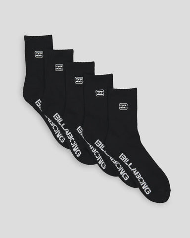 BILLABONG Boys Sport Socks 5 Pack - BLACK