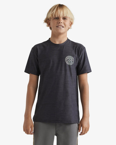 BILLABONG Boys Rotor Shoreline Short Sleeve Rash Vest - BLACK HEATHER
