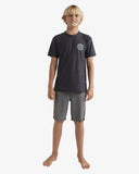 BILLABONG Boys Rotor Shoreline Short Sleeve Rash Vest - BLACK HEATHER